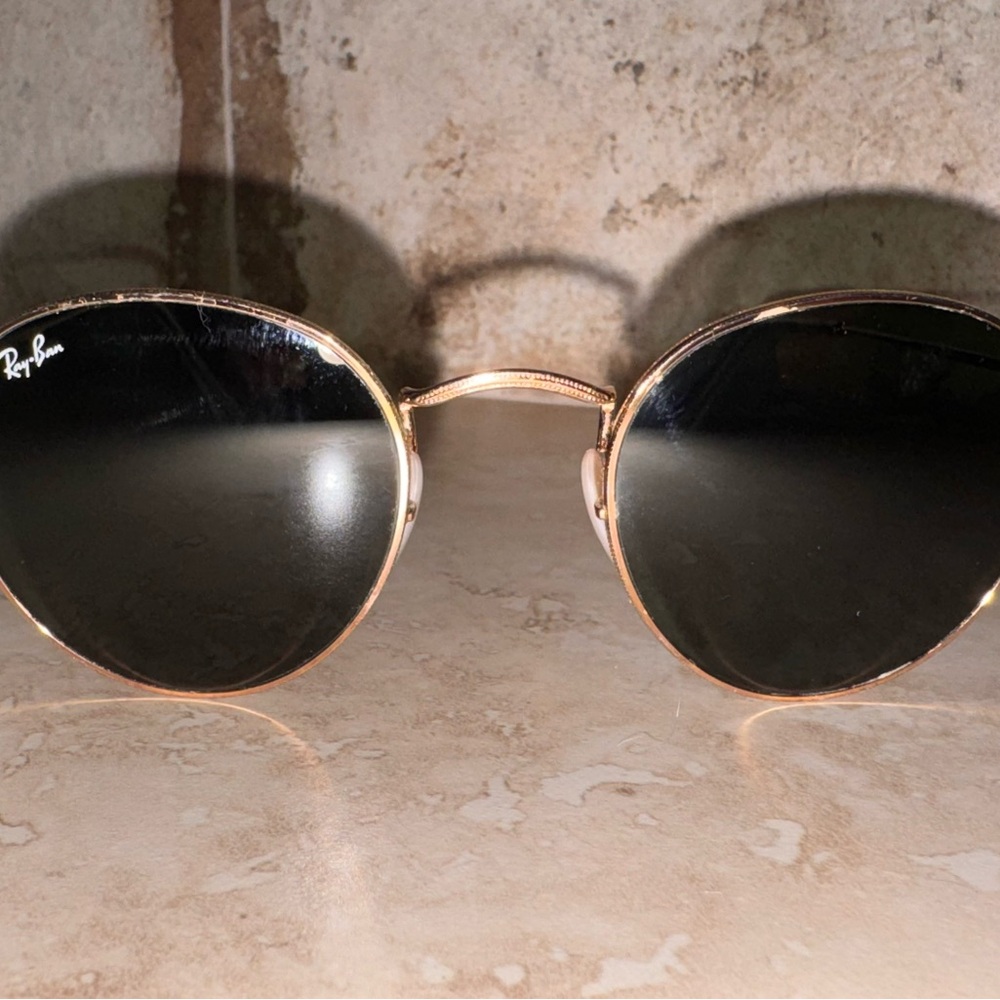 Ray-Ban Gold Frame Sunglasses with Black Lenses